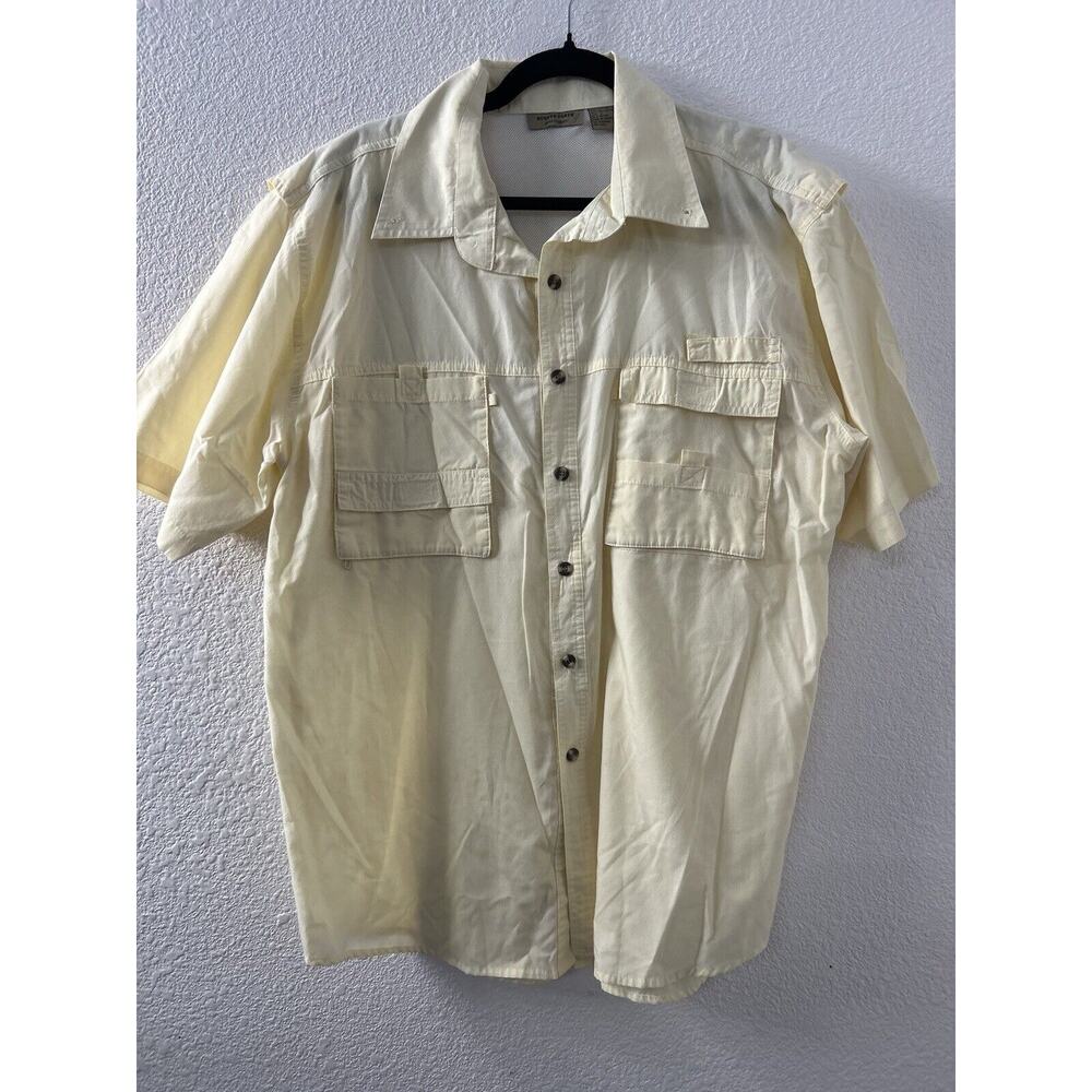 Rugged Earth Men Sz L Yellow Button Down Vented Fishing Shirt Caped Lightweight